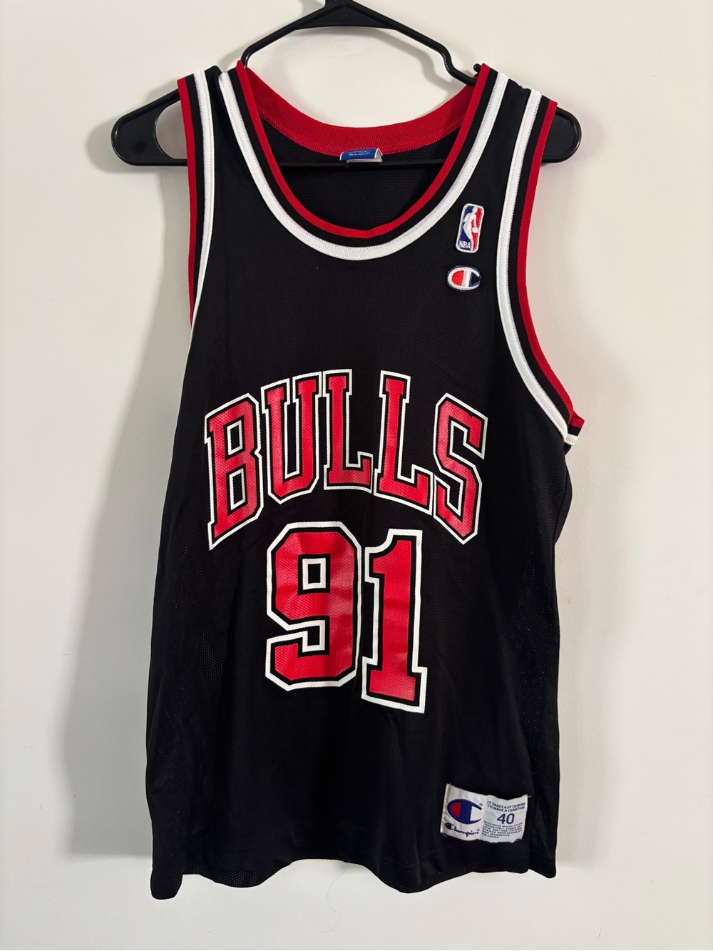 Champion Black and Red Basketball Jersey with Number 91